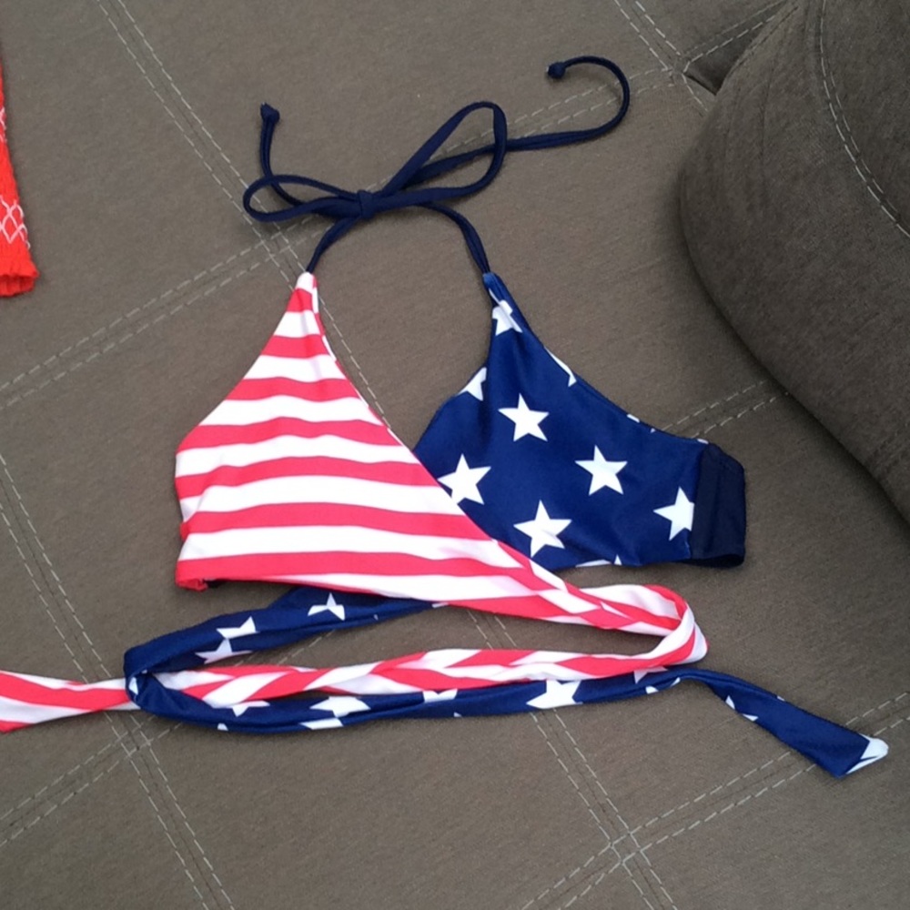 Cooclo wrap American flag bathing suit